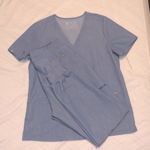 Figs Heather Indigo Casma Top and Joggers - Size M